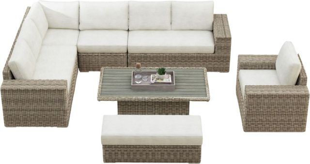 Elements International Carmona 6-Piece Beige/Natural Olefin Outdoor Conversion Set -0