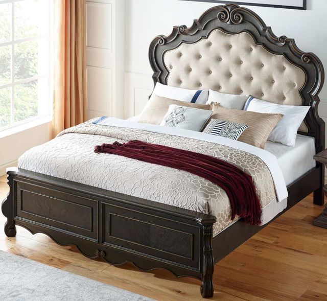 Steve Silver Co. Rhapsody Beige/Molasses Queen Panel Bed-0