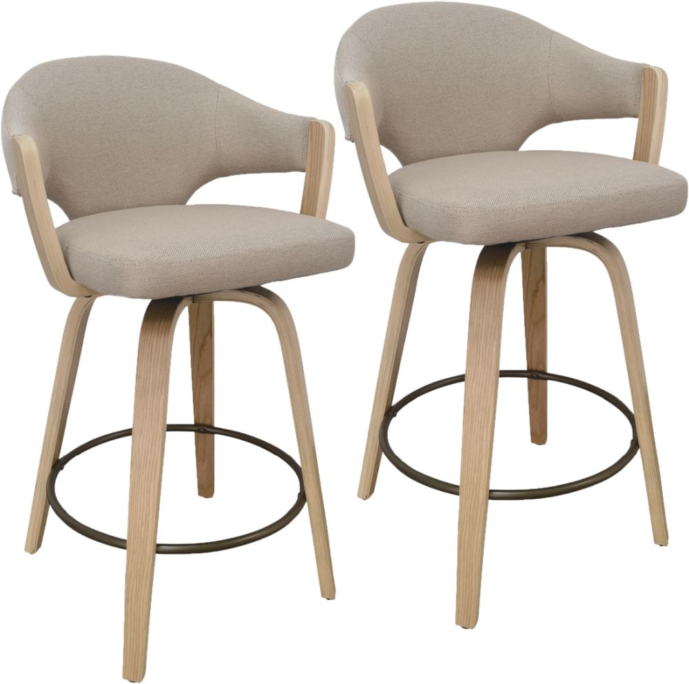 Worldwide Homefurnishings Inc. Freya 2-Piece Natural/Toffee Swivel Counter Stool Set