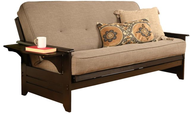 Kodiak Furniture Phoenix Linen Stone/Espresso Full Futon with Mattress-0