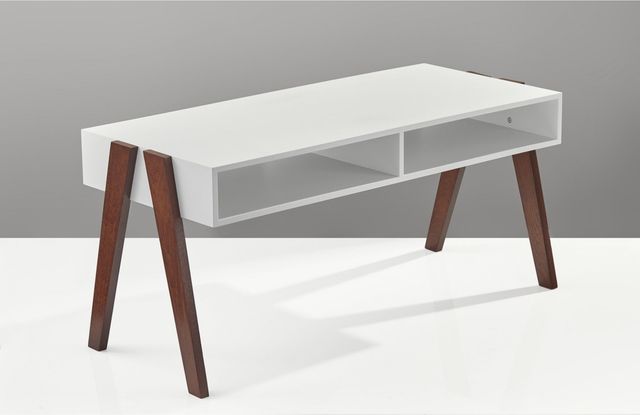 Adesso® Laurel White Coffee Table with Walnut Legs-3