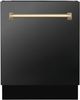 Zline Autograph Edition Tallac Series 24" Black Stainless Steel Top Control Built in Dishwasher with Polished Gold Handle-0
