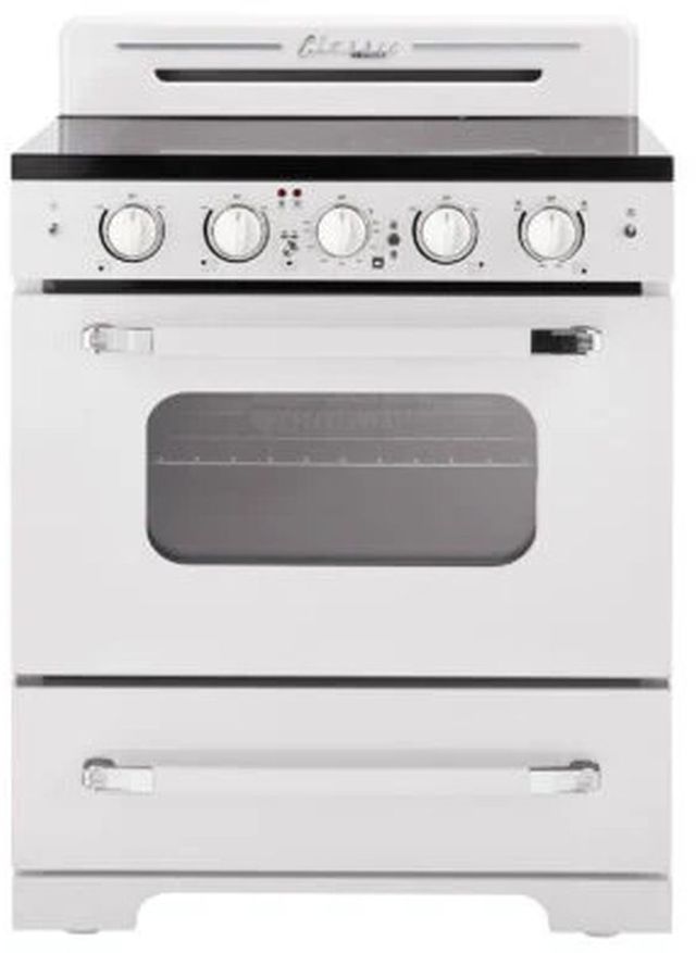 Unique® Appliances Classic Retro 30" Marshmallow White Slide-In Electric Range-0