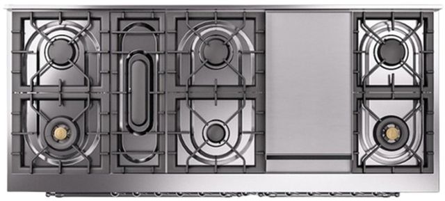 Ilve® Nostalgie II Series 60" Stainless Steel Pro Style Dual Fuel Range-3