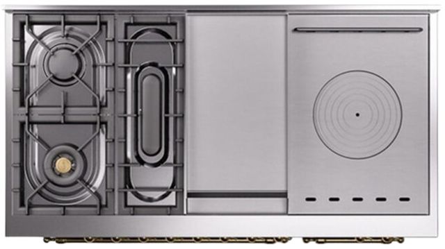 Ilve® Nostalgie II Series 48" Blue Grey Pro Style Dual Fuel Range-3