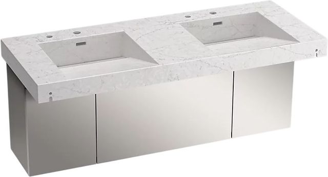 KOHLER® Constellation™ Pearl Jasmine 60" Wall-Mount Basin Lavatory System and Stainless Steel Shroud-0