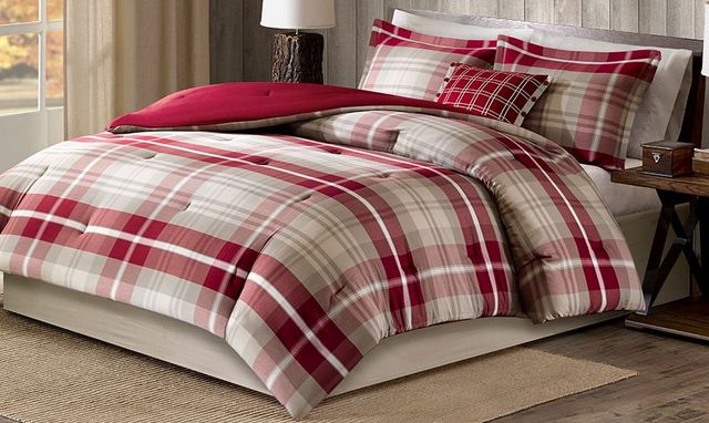 Olliix by Woolrich Tan/Red Full Sheridan Oversized Cotton Comforter Set-0