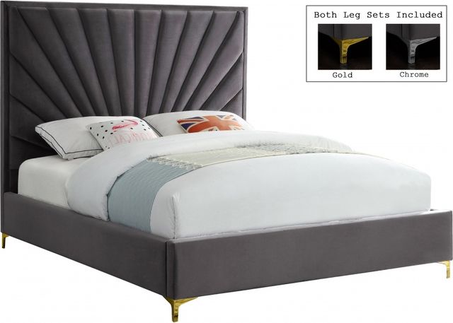 Meridian Furniture Eclipse Grey Velvet Queen Bed-0