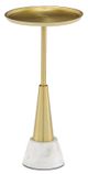 Currey & Company Davis Brushed Brass Drinks Table with White Base-0