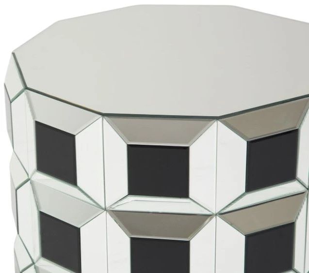 Michael Amini® Montreal™ Mirrored End Table with Black/Mirrored Base-1