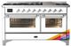 Ilve® Majestic III 60" Custom Pro Style Dual Fuel Liquid Propane Range with Triple Glass Door and Chrome Trim-0