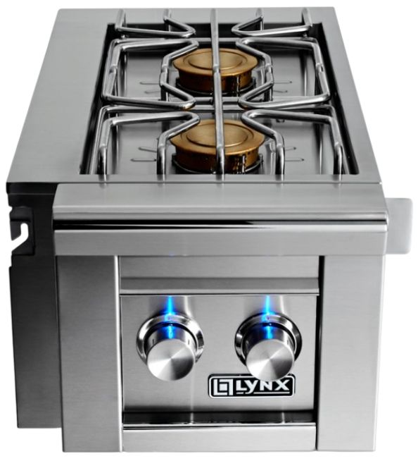 LYNX® Professional Stainless Steel Liquid Propane Cart-Mounted Double Side Burner-1
