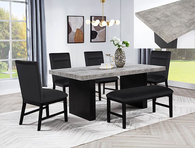 Crown Mark Sebastian Black/Gray Dining Table Top-1