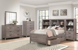 Mazin Furniture Woodrow Brownish Gray Twin Bookcase Bed-2
