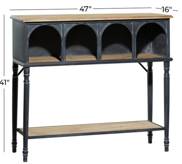 Deco Marche Brown 2-Shelf Console Table with Black Base-3