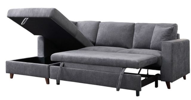 Mazin Furniture Jordan 2-Piece Dark Gray Left-Arm Facing Pullout Sleeper Sectional and Storage Chaise-0