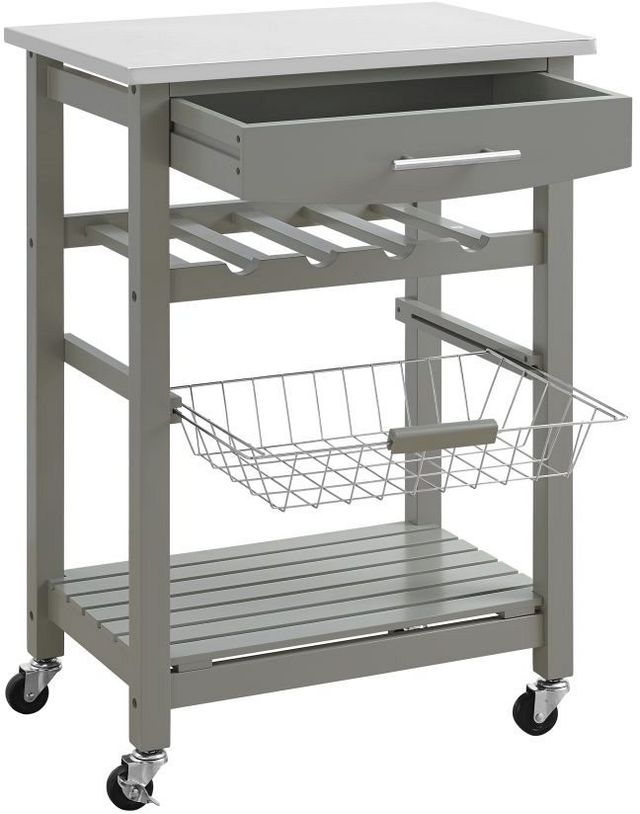 Linon Zoey Gray/Stainless Steel Kitchen Cart-1