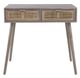 A & B Home Gray Console Table with Two Woven Rattan Panels Drawers-1