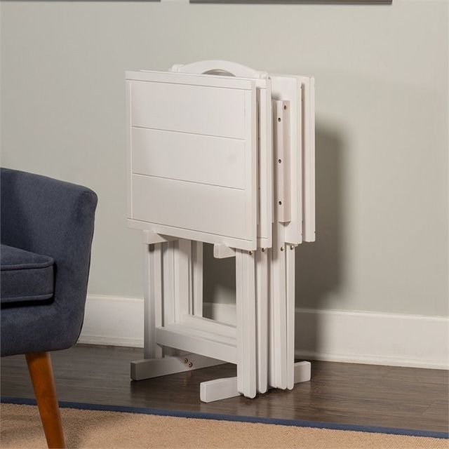 Powell® Fairfield 5-Piece White Tray Table Set-2