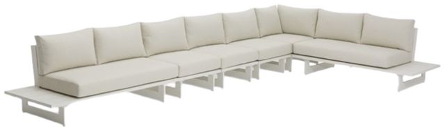 Meridian Furniture Maldives 3-Piece Cream/White Aluminum/Fabric 102" Outdoor Modular Sectional-0