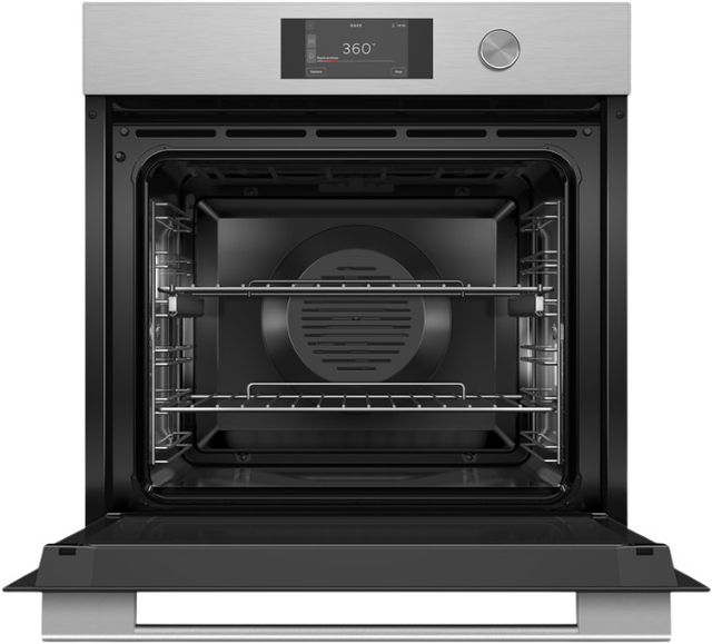 Fisher & Paykel Series 9 24” Brushed Silver Glass Contemporary Self Cleaning Single Electric Wall Oven-1