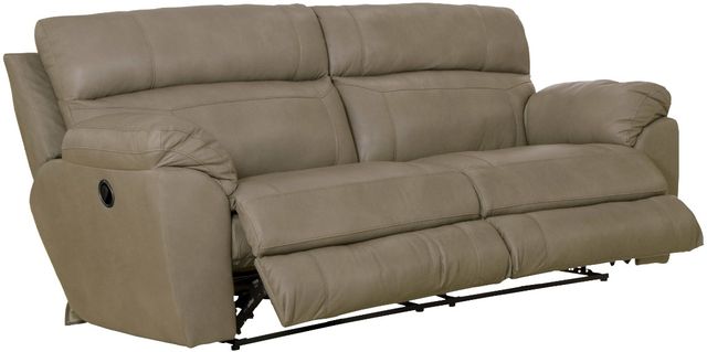 Catnapper® Costa Putty Leather Lay Flat Reclining Sofa-2