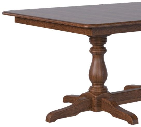 Country View Woodworking Customizable Harwich 42" Sap Cherry Top Dining Table with 2-Leaves and Brown Maple Base-1