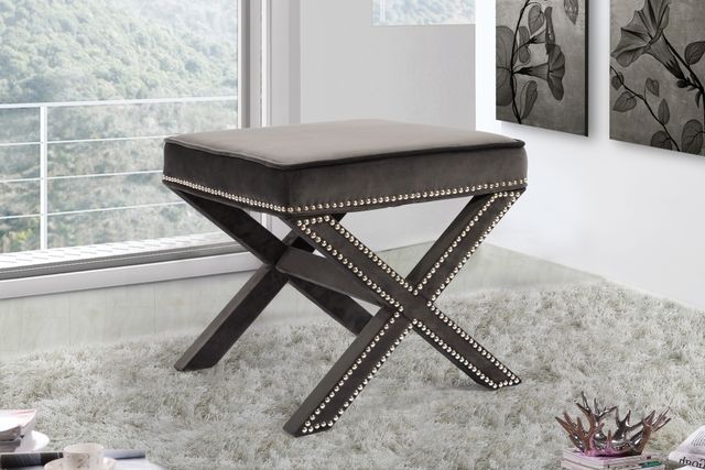 Meridian Furniture Nixon Grey Velvet Stool-2