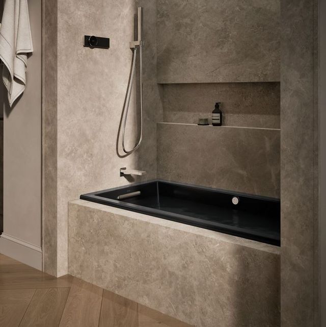KOHLER® Underscore® Black 60" X 30" Alcove Heated Bubblemassage™ Air Bath with Whirlpool - Left Drain-1