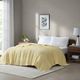 Olliix by Madison Park Freshspun Basketweave Yellow Full/Queen Cotton Blanket-3