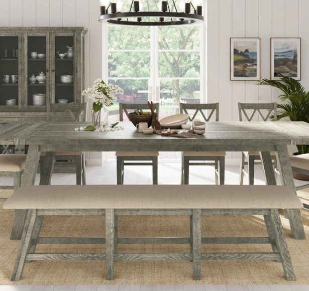 Jofran Inc. Telluride Beige/Driftwood Counter Bench-1