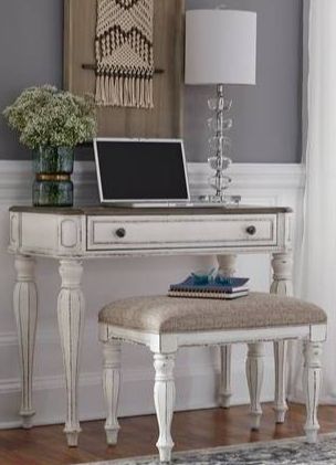 Liberty Furniture Magnolia Manor 2-Piece Antique White/Weathered Bark Vanity Set