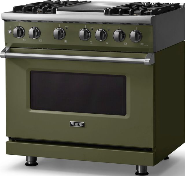 Viking® 5 Series 36" Martini Pro Style Dual Fuel (LP) Range with Polished Chrome Trim-3