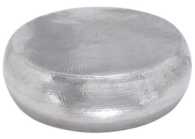 Deco Marche Silver Low Hammered Drum Coffee Table-0