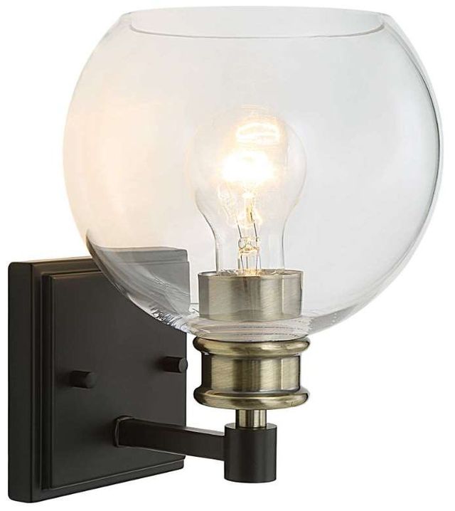 Uttermost® Kent Edison Antique Brass/Matte Black 1-Light Sconce-2
