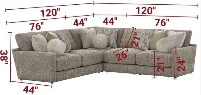 Jackson Furniture Turner 3-Piece Mushroom L-Shape Sectional-2