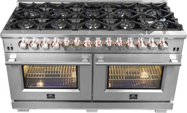 FORNO® Capriasca 60" Stainless Steel Pro Style Dual Fuel Range-2