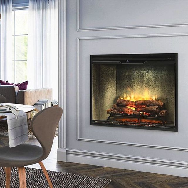 Dimplex® Revillusion Black 36'' Built-in Weathered Concrete Electric Firebox with Front Glass-4