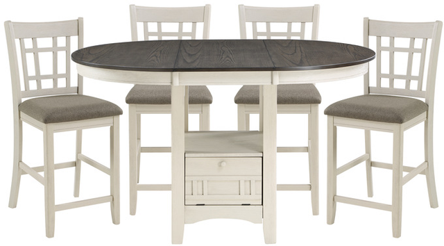 Homelegance® Junipero 5-Piece Antique White Counter Height Table Set-0