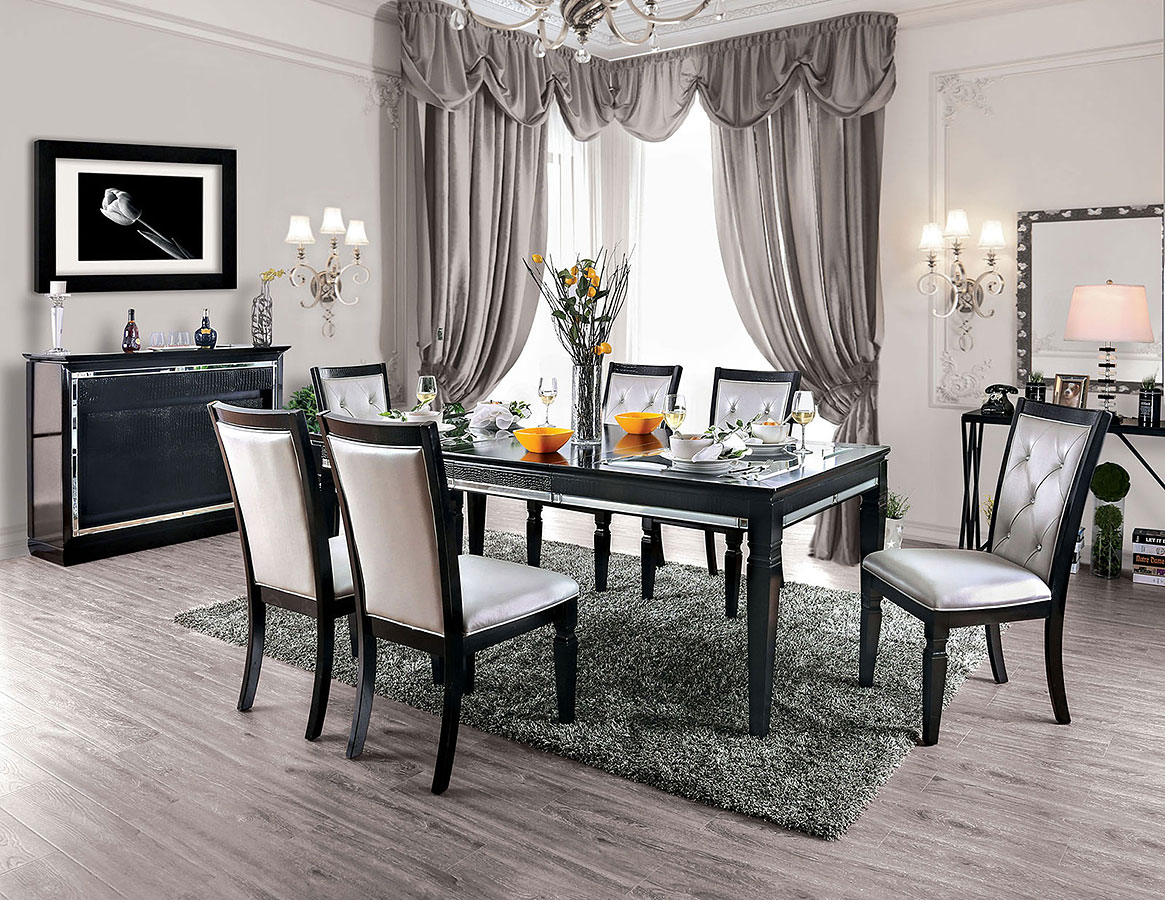 Furniture of America® Alena 7-Piece Black Dining Table Set with