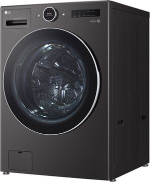 front view of the LG 5.0 Cu. Ft. Black Steel Washer Dryer Combo