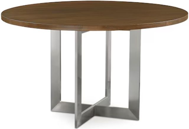 Bassett® Furniture BenchMade Astor 60" Summerfield Oak Top Dining Table with Stainless Steel Base-0