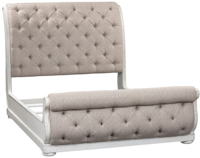Liberty Furniture Magnolia Manor Antique White/Gray California King Upholstered Sleigh Bed-0