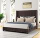 Bernards Milo Brown Pleated Upholstered King Panel Bed-1