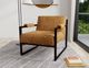 International Furniture Direct Galena Cognac/Blacksmithing Matte Black Arm Chair-1