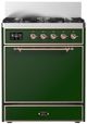 Ilve® Majestic III 30" Emerald Green Pro Style Dual Fuel Liquid Propane Range with Solid Door and Copper Trim-0