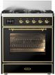 Ilve® Majestic III 30" Glossy Black Pro Style Dual Fuel Liquid Propane Range with Triple Glass Door and Brass Trim-0