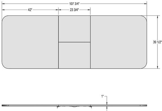 Amisco Customizable Lucarelli 108" Rectangular Extendable Table with 1" White Oak Veneer Top, Radius Corners and 1 Leaf-2