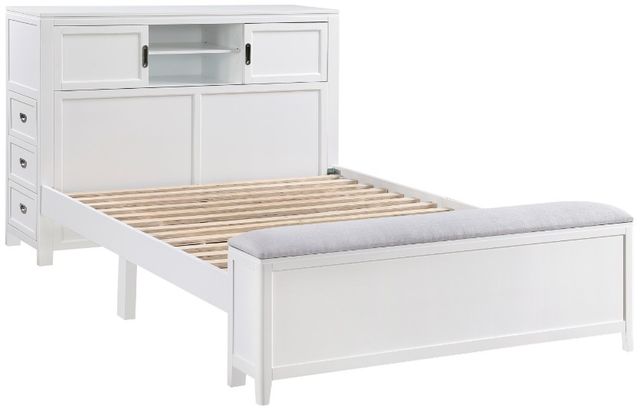 Homelegance® Sloane White Full Youth Bookcase Platform Bed with Hidden Desk, Stool and Storage Bench-2