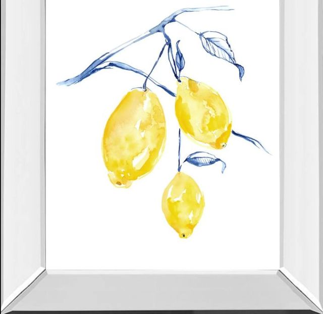 Classy Art Watercolor Lemons I by Jennifer Goldberger Mirror Framed Wall Art-1